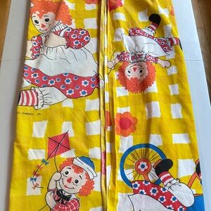 vintage 70s bedding, Raggedy Ann and Andy bed sheet fitted sheet Bobbs-Merrill